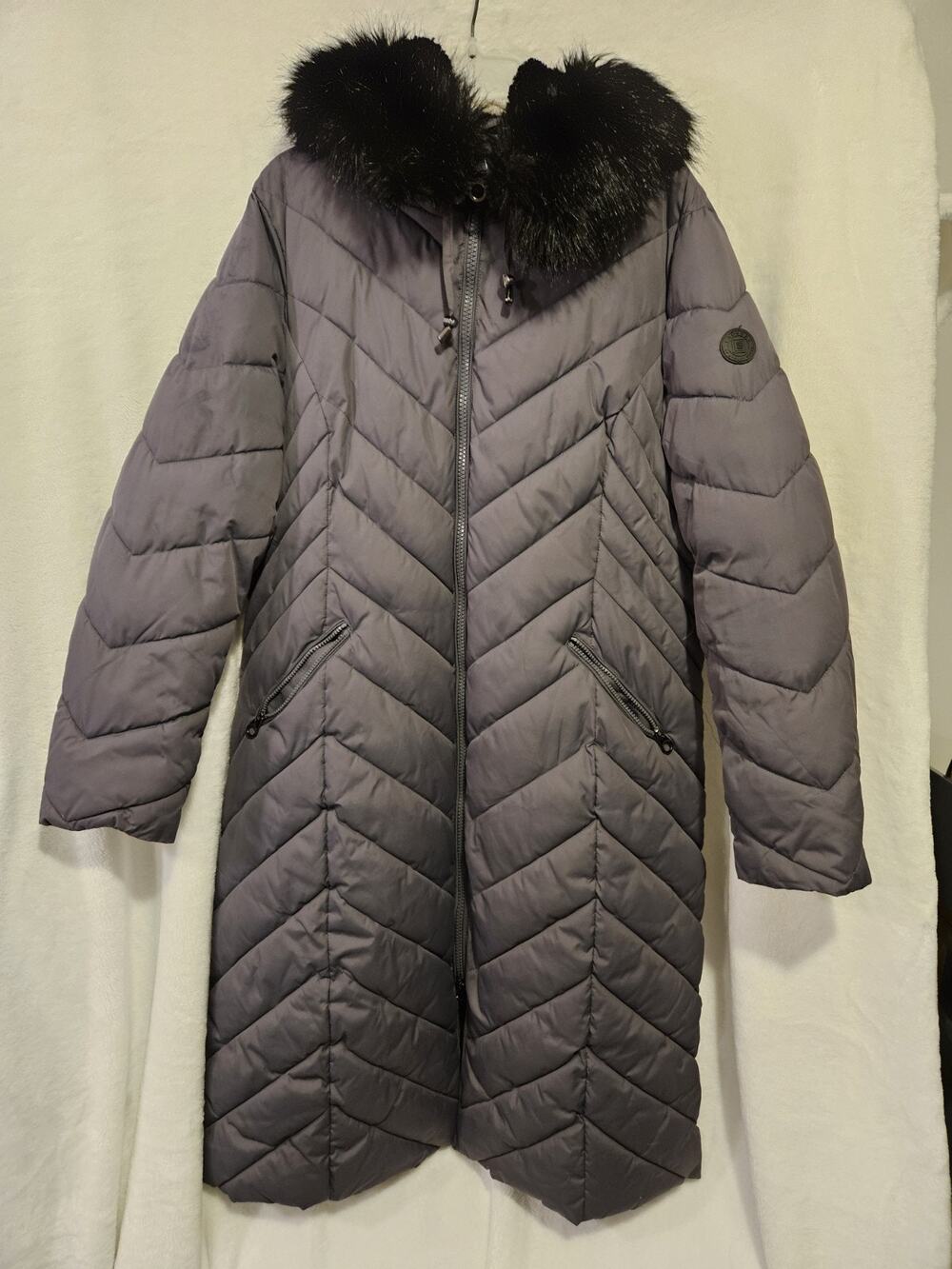 Laundry Womens Grey Hooded Quilted Jacket Winter Coat Size XL, Size 16, 44 Inch